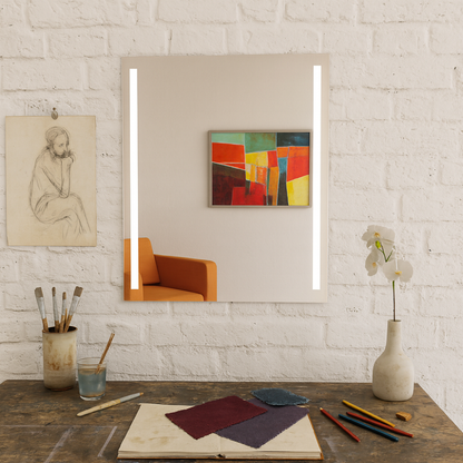 LED Bathroom Mirror – Vertical Lighted Vanity Mirror, Modern Wall Mirror with Dual LED Strips