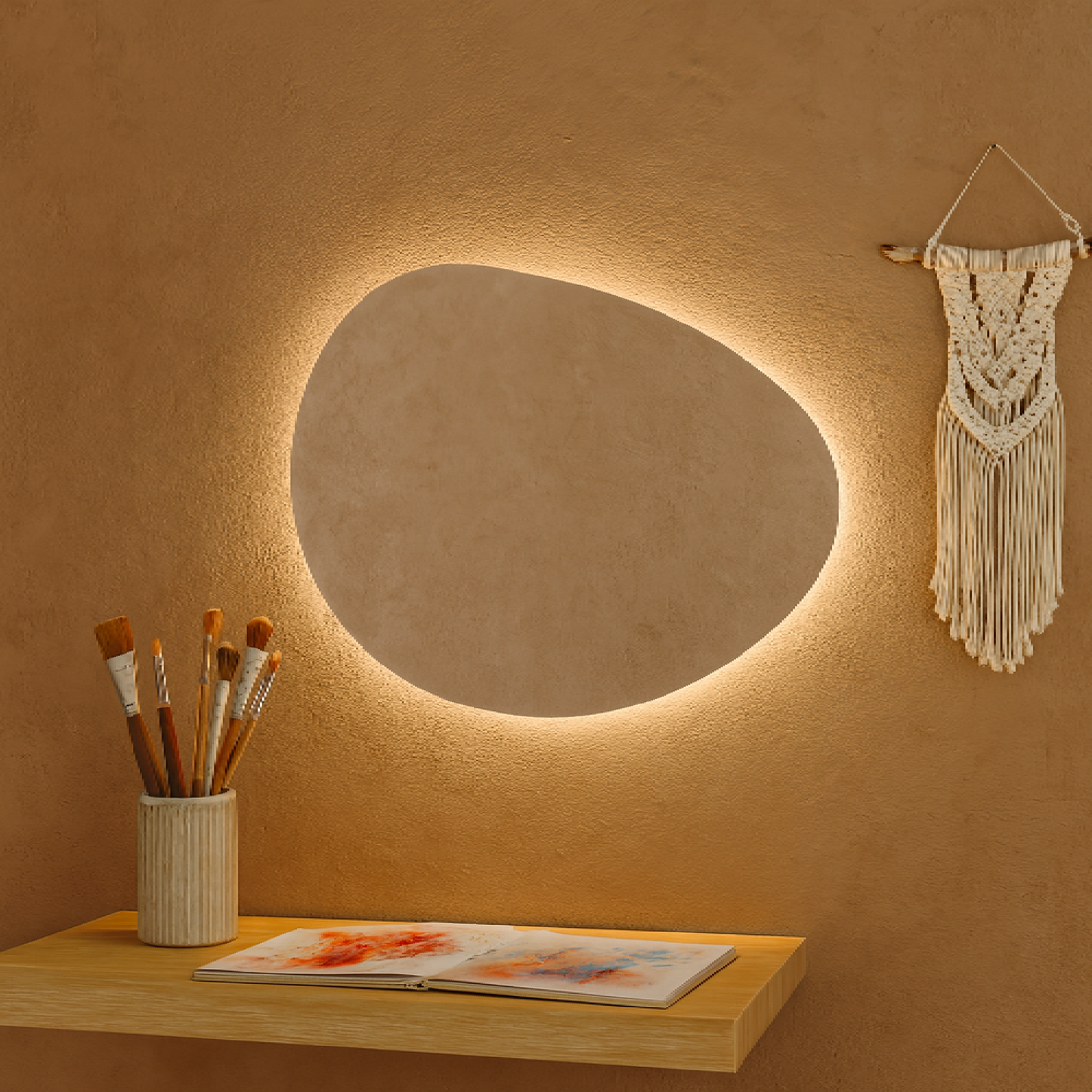 LED Bathroom Mirror Irregular Shape – Modern Asymmetrical Backlit Vanity Wall Mirror