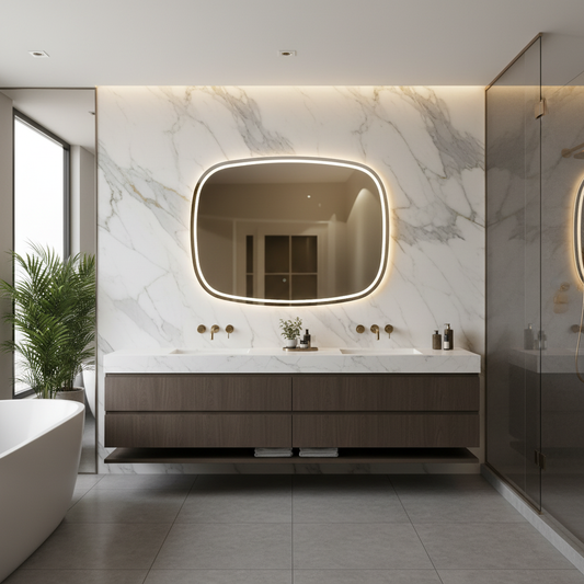 LED Bathroom Mirror – Rounded Rectangle Backlit Vanity Mirror with Touch Sensor