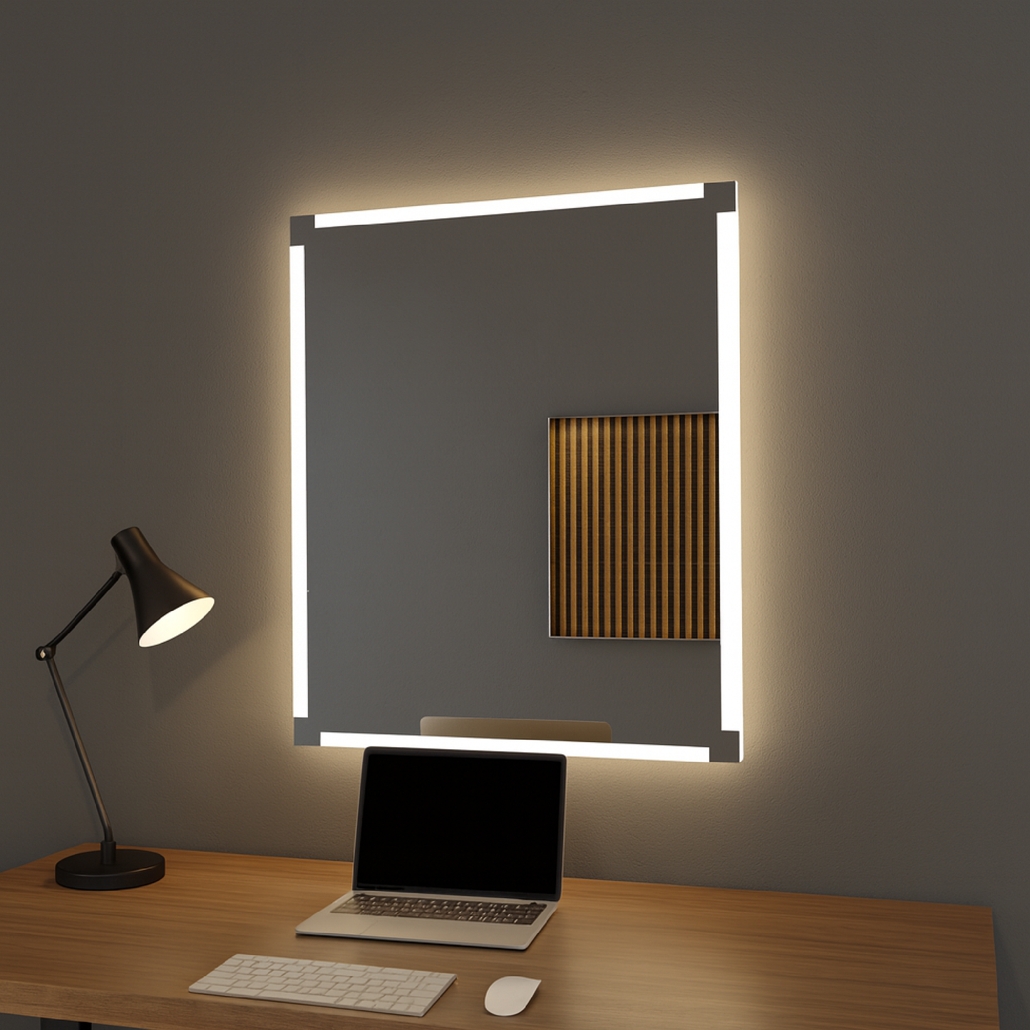 LED Bathroom Mirror – Square Backlit Vanity Mirror, Modern Lighted Wall Mirror