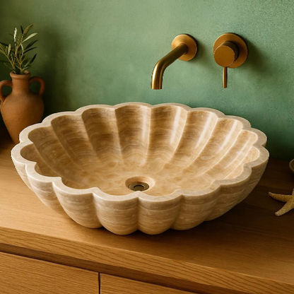 Marble Vessel Sink – Luxury Natural Stone Bathroom Basin (42x55x14 cm)