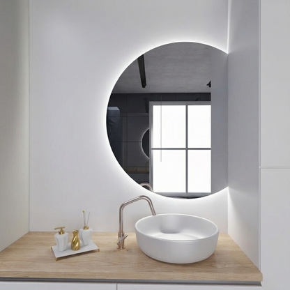 LED Bathroom Mirror – Modern Round Backlit Vanity Mirror with Touch Sensor, Luxury Lighted Wall Mirror