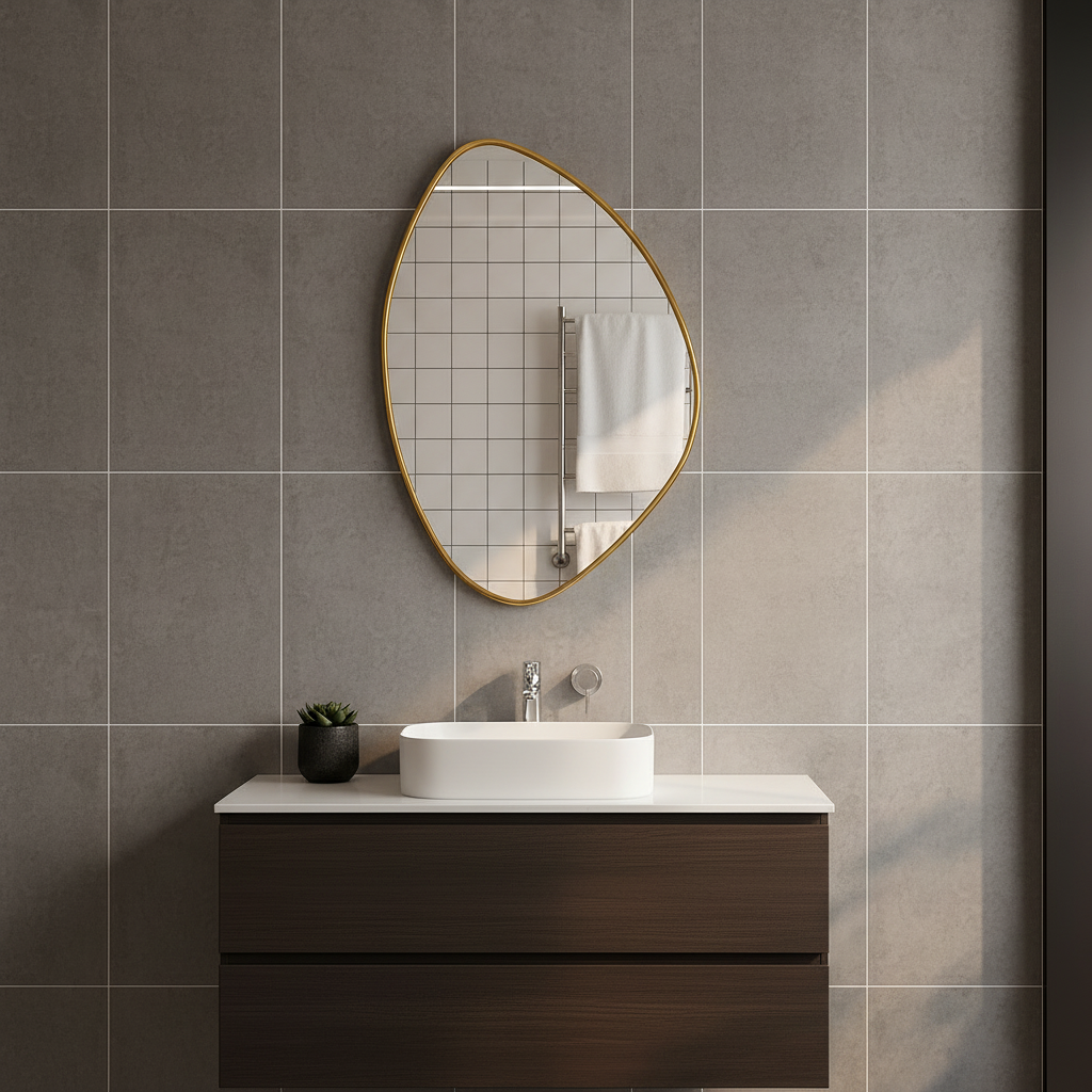 Modern Irregular Wall Mirror – Organic Shape Black Frame Mirror for Living Room & Entryway