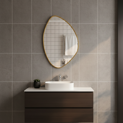 Modern Irregular Wall Mirror – Organic Shape Black Frame Mirror for Living Room & Entryway