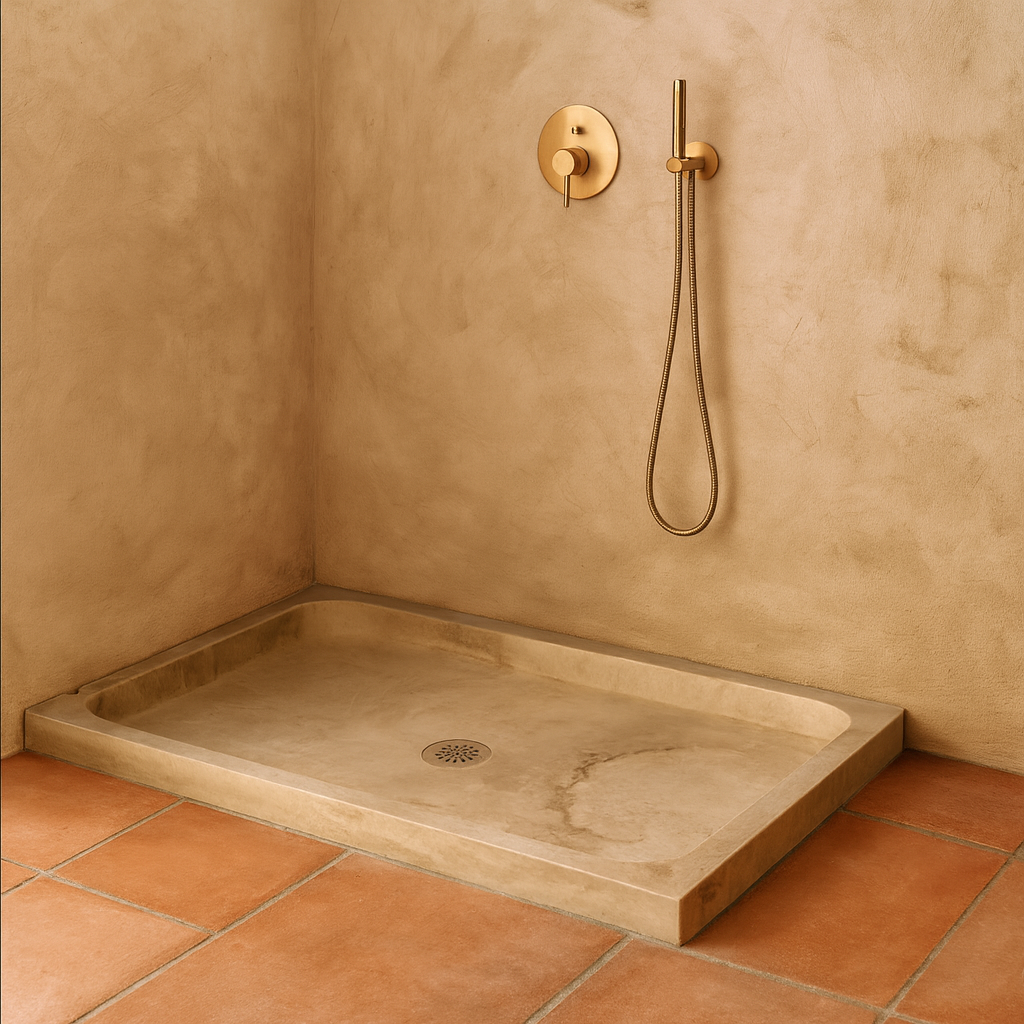 Shower Base – Travertine Stone Shower Pan | Troia Light Rectangular Marble Tray