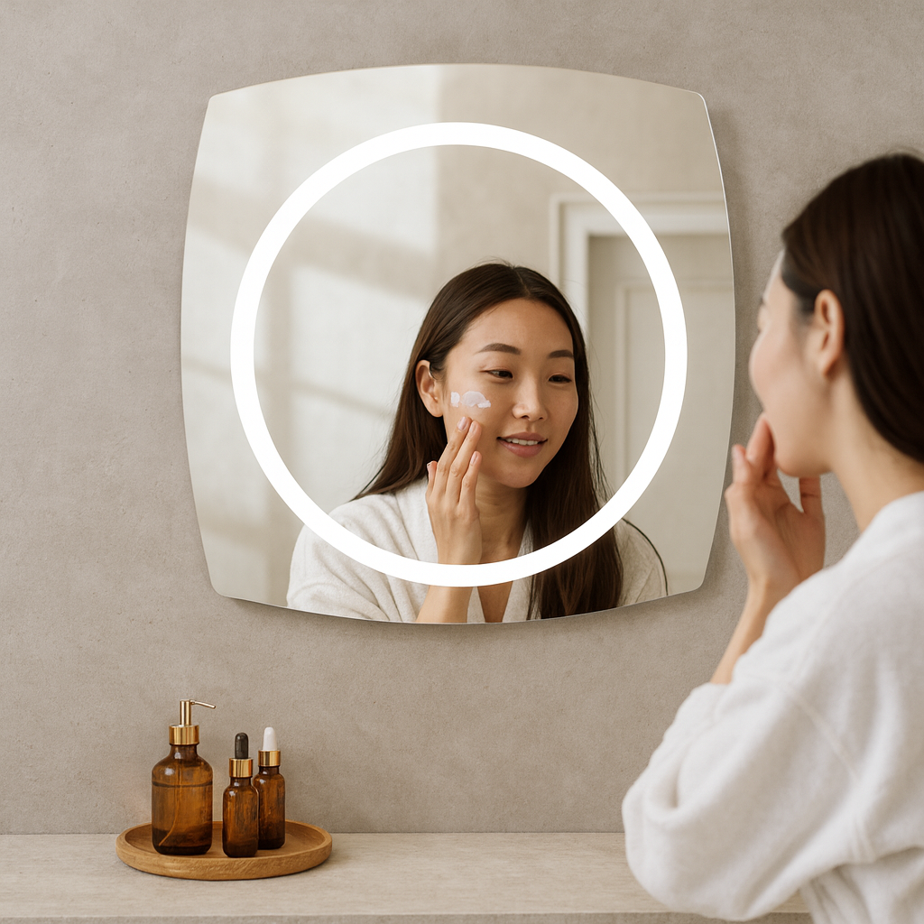 LED Bathroom Mirror Square – Modern Dimmable Vanity Wall Mirror with Backlit Design