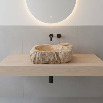 Marble Sink – Rustic Stone Sink Bathroom Basin (45x55x14 cm), Natural Handcrafted Marble Vanity Bowl