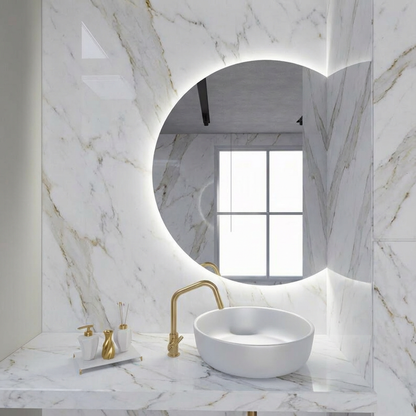 LED Bathroom Mirror – Modern Round Backlit Vanity Mirror with Touch Sensor, Luxury Lighted Wall Mirror