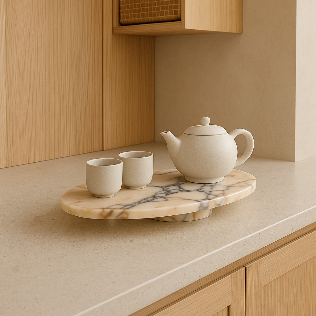 Marble Tray – Calacatta Viola Natural Stone Serving Tray (19x40x4 cm) Luxury Decorative Stand