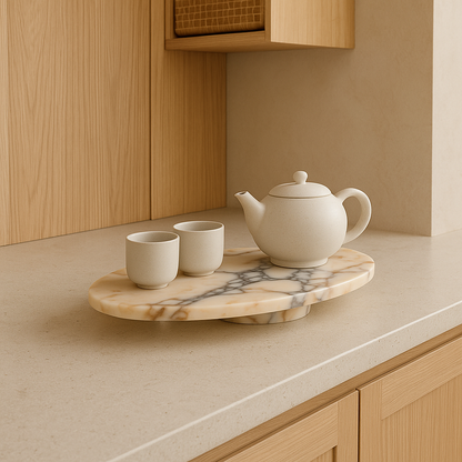 Marble Tray – Calacatta Viola Natural Stone Serving Tray (19x40x4 cm) Luxury Decorative Stand