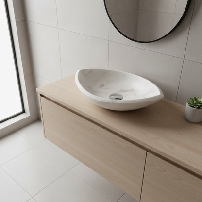 Natural Stone Bathroom Basin Oval Modern Vanity Bowl 21.6"x15.7"x5.1" (55x40x13 cm)
