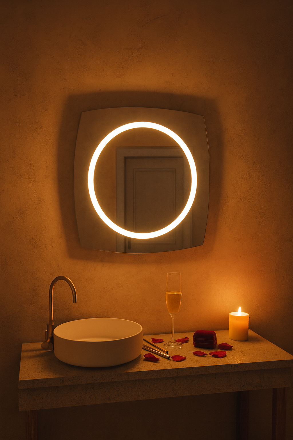 LED Bathroom Mirror Square – Modern Dimmable Vanity Wall Mirror with Backlit Design
