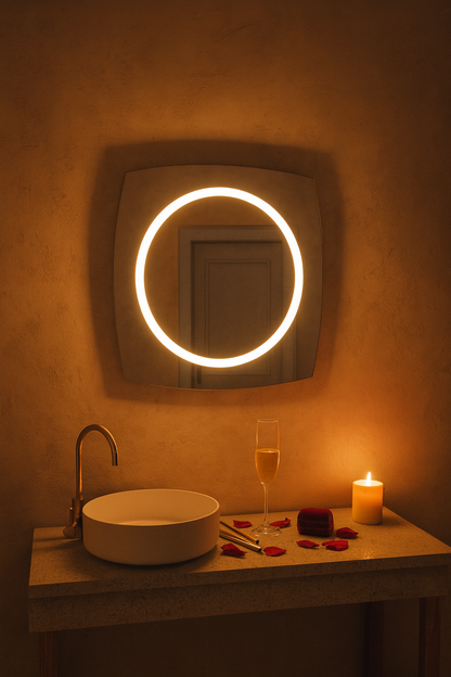 LED Bathroom Mirror Square – Modern Dimmable Vanity Wall Mirror with Backlit Design