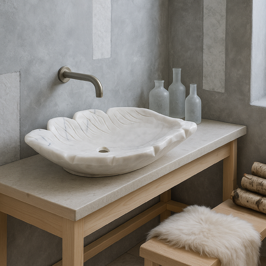 Luxury Marble Vessel Sink – Handcrafted Natural Stone Bathroom Basin, Designer Vanity Bowl