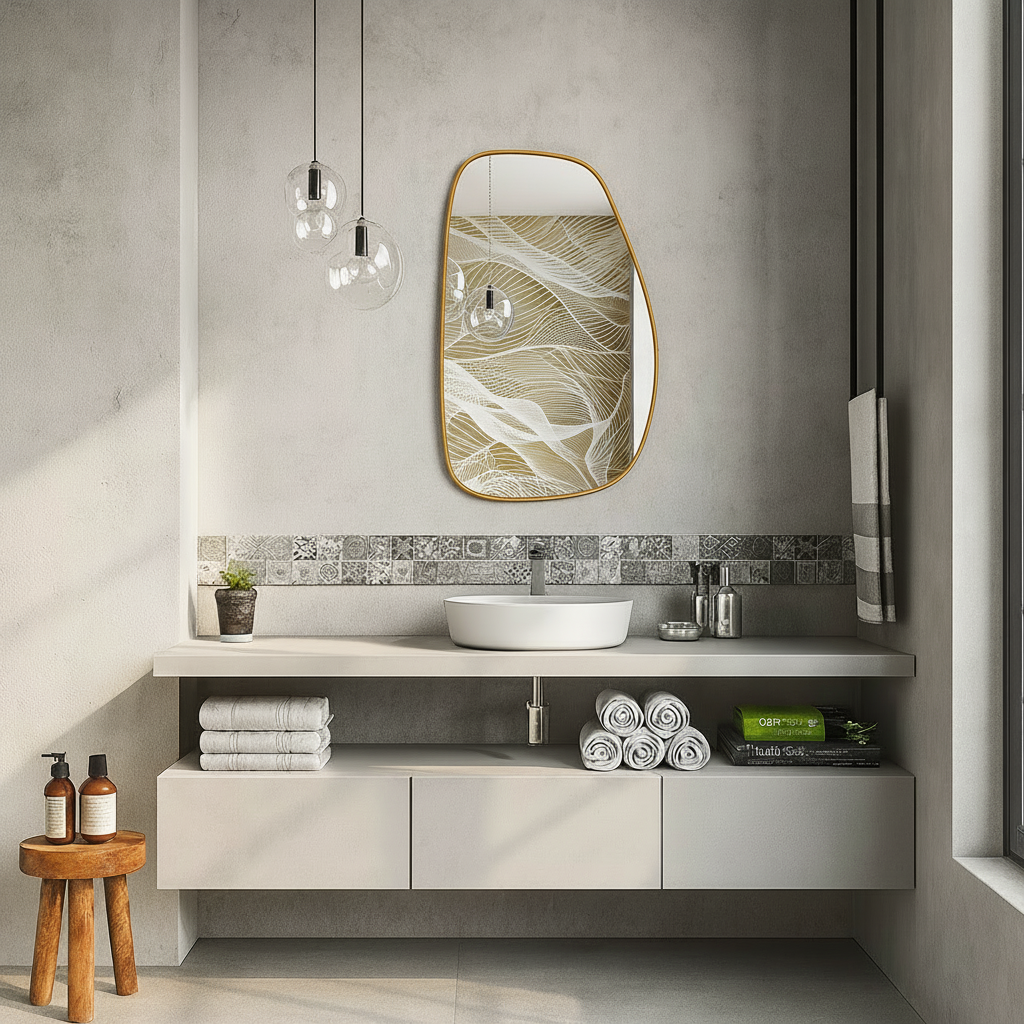 Irregular Wall Mirror – Modern Organic Mirror with Black Frame