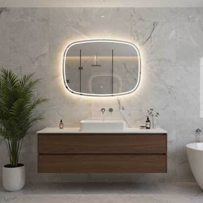 LED Bathroom Mirror – Rounded Rectangle Backlit Vanity Mirror with Touch Sensor