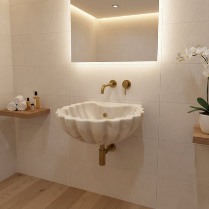 Carrara White Marble Sink | Shell Design Vessel Basin USA | Luxury Natural Stone Bathroom Sink