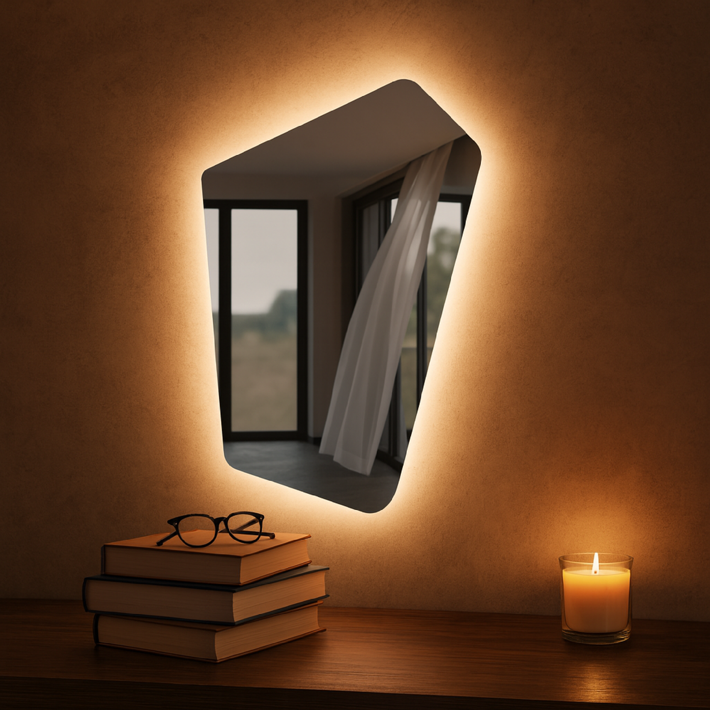 LED Wall Mirror Irregular Shape – Modern Asymmetrical Backlit Bathroom Mirror