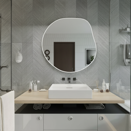 Irregular Bathroom Wall Mirror – Modern Black Frame Mirror for Vanity, Entryway & Living Room