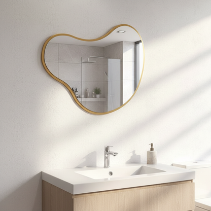 Organic Wall Mirror – Modern Irregular Blob Mirror with Black Frame
