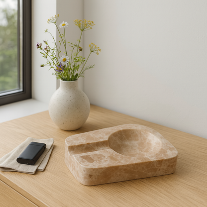 Marble Cigar Ashtray – Grey Natural Stone Luxury Handmade Ashtray