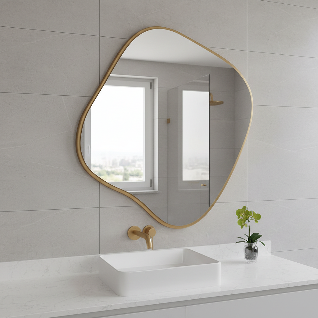 Modern Abstract Wall Mirror – Artistic Bathroom & Living Room Mirror