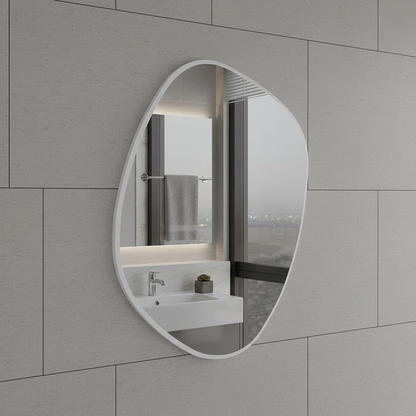 Modern Irregular Bathroom Wall Mirror – Organic Shape Black Frame Mirror for Vanity, Entryway & Living Room