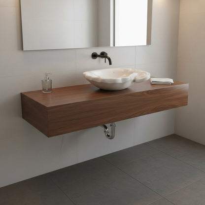 Luxury Marble Vanity – Hand-Carved Natural Stone Bathroom Basin with Floral Detail 23.6"x15.7"x5.9" (60x40x15 cm)