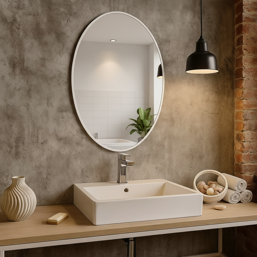 Modern Oval Wall Mirror – Thin Black Frame | Minimalist Design