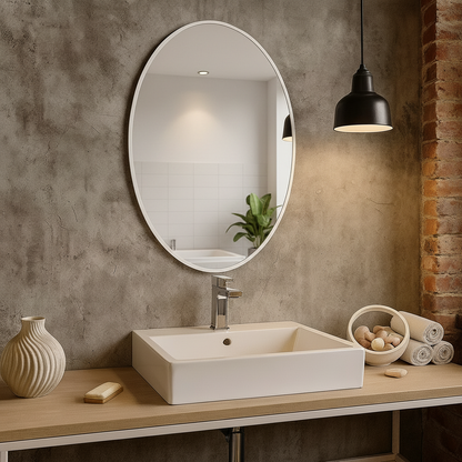 Modern Oval Wall Mirror – Thin Black Frame | Minimalist Design