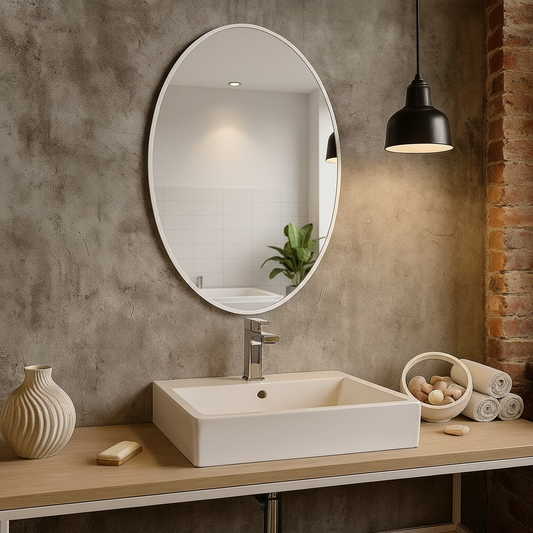 Modern Oval Wall Mirror – Thin Black Frame | Minimalist Design