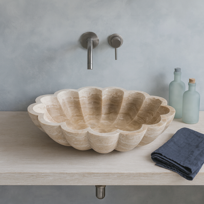 Marble Vessel Sink – Luxury Natural Stone Bathroom Basin (42x55x14 cm)