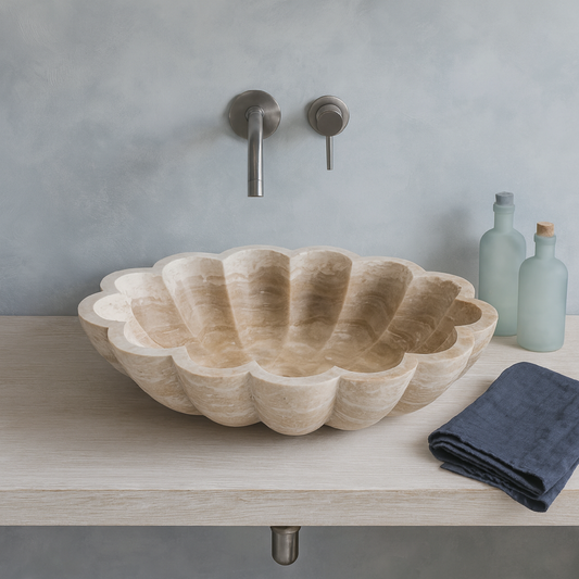 Marble Vessel Sink – Luxury Natural Stone Bathroom Basin (42x55x14 cm)