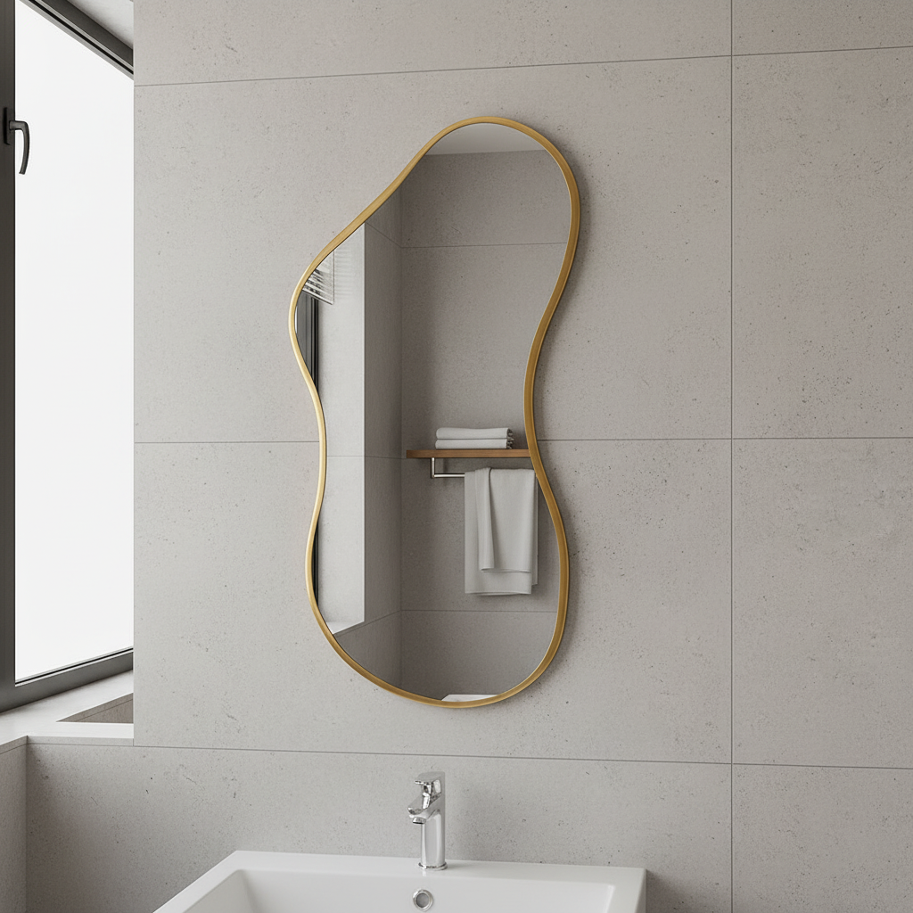 Wavy Wall Mirror – Modern Irregular Blob Mirror with Black Frame