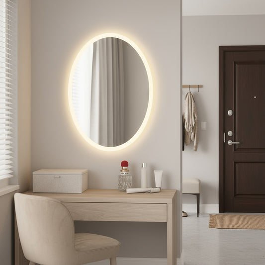 LED Bathroom Mirror – Oval Backlit Vanity Mirror, Modern Lighted Wall Mirror