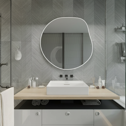 Irregular Bathroom Wall Mirror – Modern Black Frame Mirror for Vanity, Entryway & Living Room