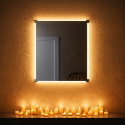 LED Bathroom Mirror – Square Backlit Vanity Mirror, Modern Lighted Wall Mirror