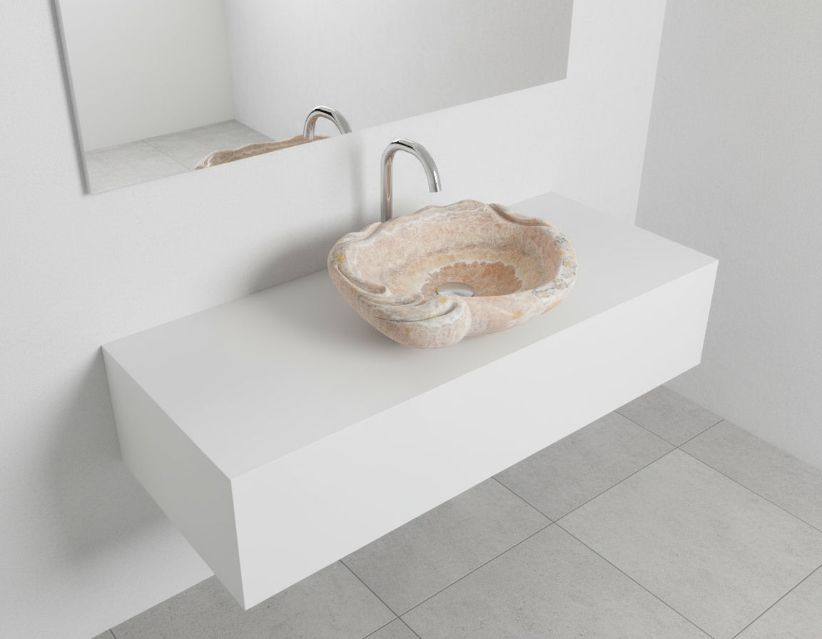 Marble Sink – Luxury Stone Sink Bathroom Basin (50x55x15 cm), Handcrafted Natural Marble Vanity Bowl
