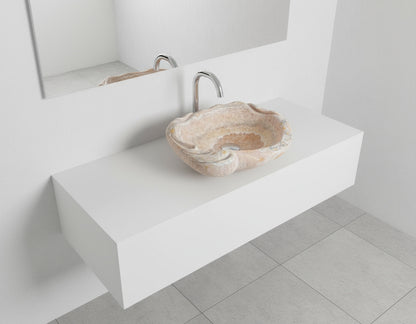 Marble Sink – Luxury Stone Sink Bathroom Basin (50x55x15 cm), Handcrafted Natural Marble Vanity Bowl