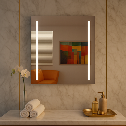 LED Bathroom Mirror – Vertical Lighted Vanity Mirror, Modern Wall Mirror with Dual LED Strips