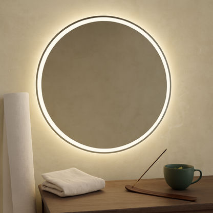 LED Bathroom Mirror – Round Backlit Vanity Mirror, Modern Lighted Wall Mirror