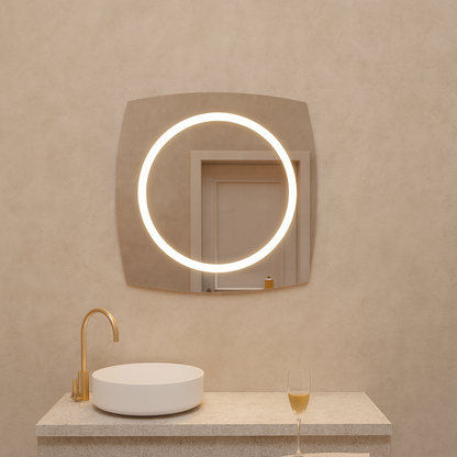 LED Bathroom Mirror Square – Modern Dimmable Vanity Wall Mirror with Backlit Design