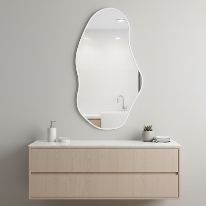 Asymmetrical Wall Mirror – Modern Irregular Black Frame Mirror for Living Room & Bedroom, Handmade Organic Shape Custom Mirror