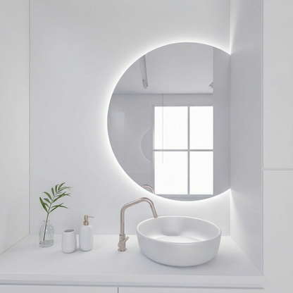 LED Bathroom Mirror – Modern Round Backlit Vanity Mirror with Touch Sensor, Luxury Lighted Wall Mirror