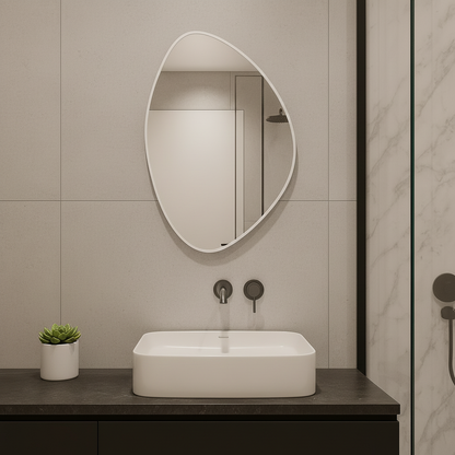 Modern Irregular Wall Mirror – Organic Shape Black Frame Mirror for Living Room & Entryway