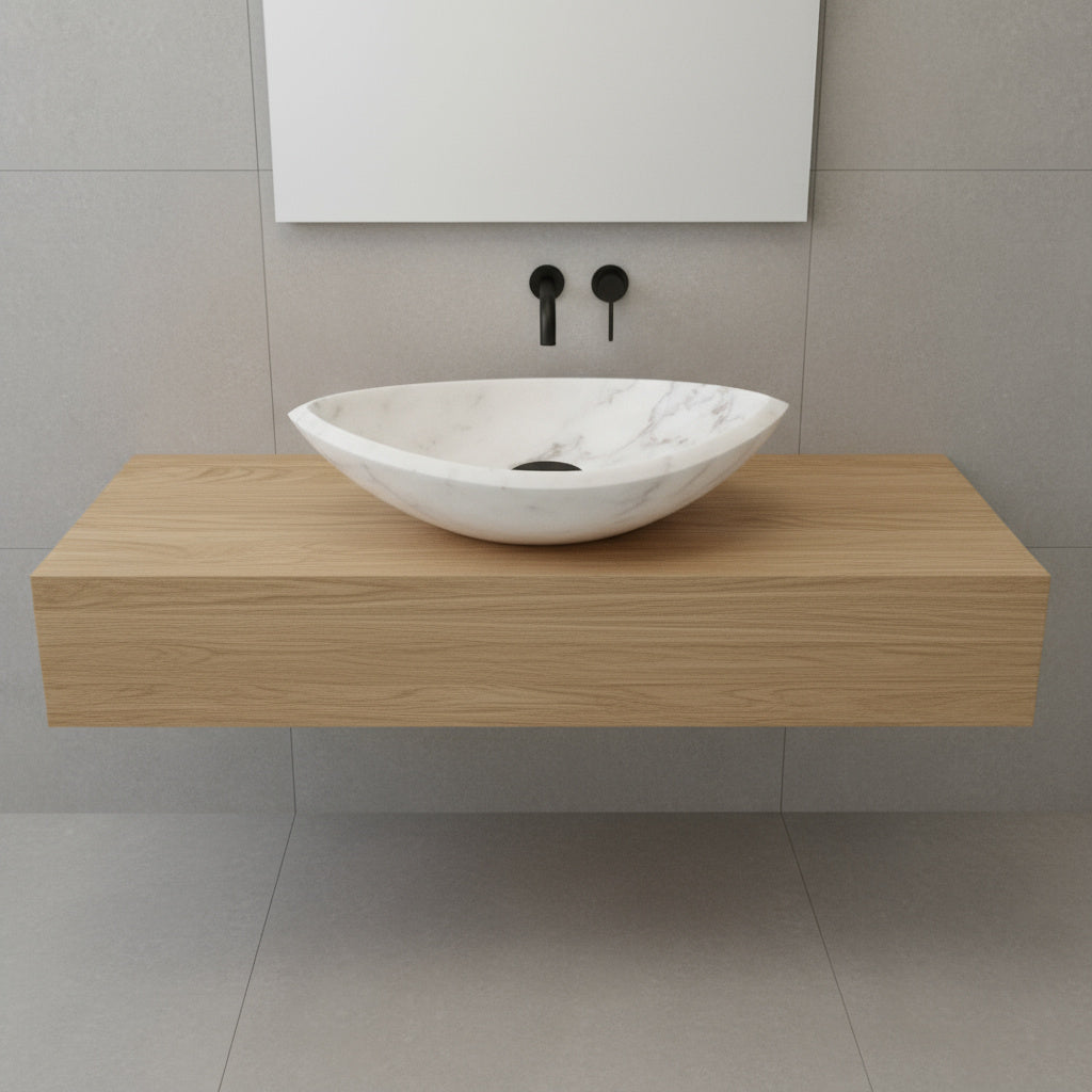 Natural Stone Bathroom Basin Oval Modern Vanity Bowl 21.6"x15.7"x5.1" (55x40x13 cm)