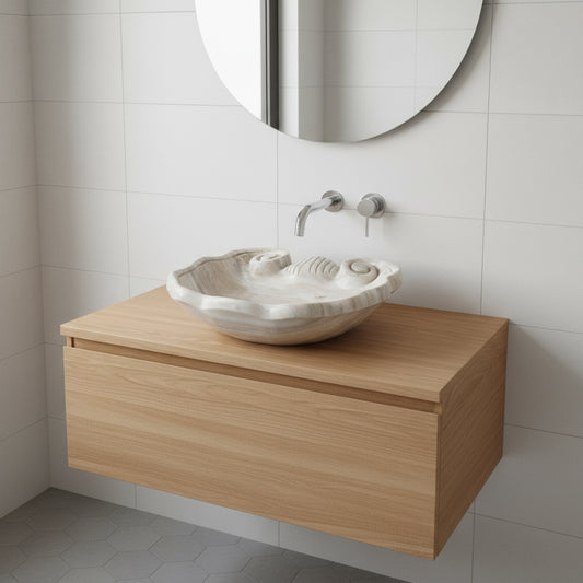 Luxury Marble Bathroom Sink – Hand-Carved Natural Stone Vessel Basin, Elegant Vanity Bowl