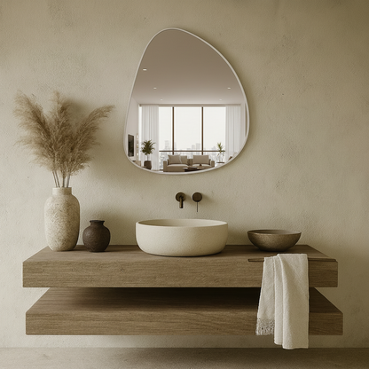 Modern Irregular Wall Mirror – Black Frame Asymmetrical Mirror for Living Room, Entryway & Bedroom