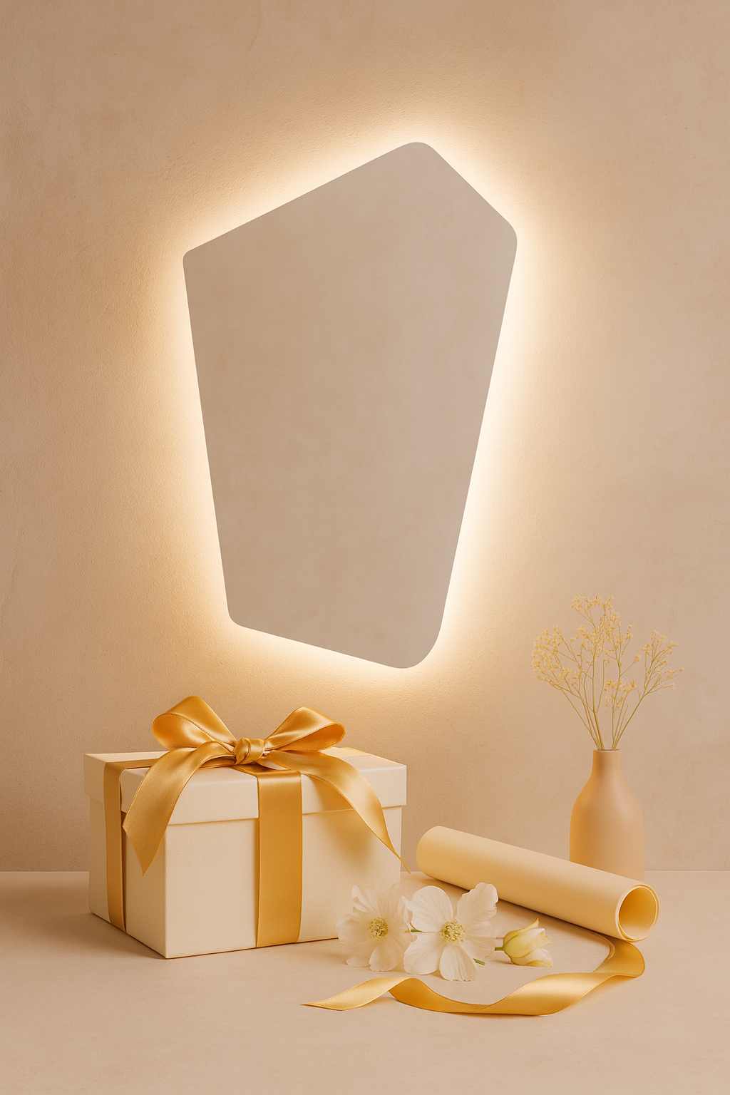 LED Wall Mirror Irregular Shape – Modern Asymmetrical Backlit Bathroom Mirror