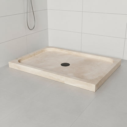Shower Base – Travertine Stone Shower Pan | Troia Light Rectangular Marble Tray